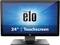 '24" Touchscreen-Monitor mit blauem Hintergrund und Elo-Logo in der Mitte.'