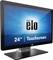 Ein 24-Zoll-Touchscreen-Monitor von Elo, dargestellt in einer schrägen Ansicht, zeigt das Markenlogo auf einem blauen Bildschirmhintergrund.