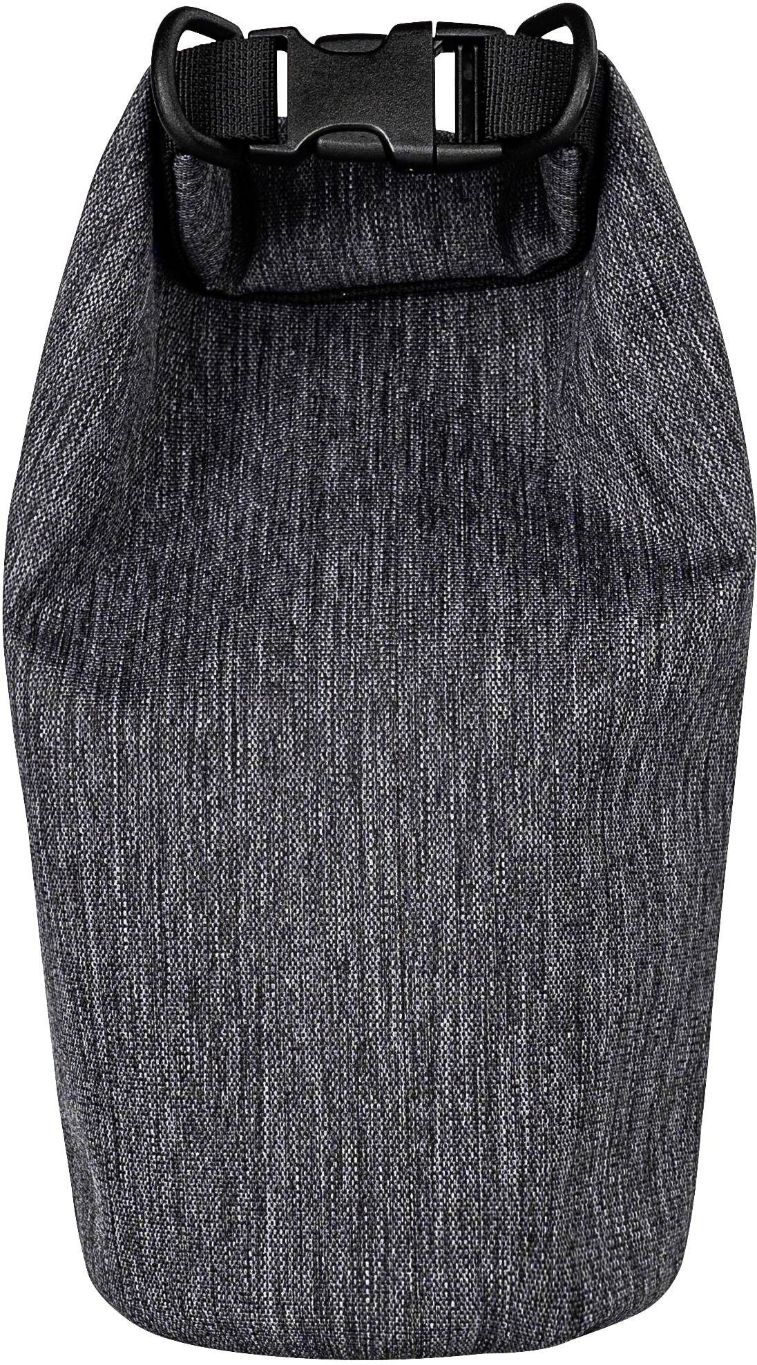 Ein wasserdichter, dunkelgrauer Rolltop-Trockensack mit schwarzem Verschluss. Ideal zum Schutz von Gegenständen vor Nässe.