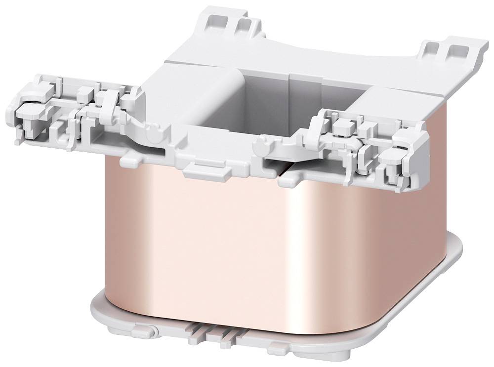Ein weißes und rosafarbenes mechanisches Bauteil mit einer quadratischen Öffnung, möglicherweise ein Teil eines elektrischen oder technischen Geräts.