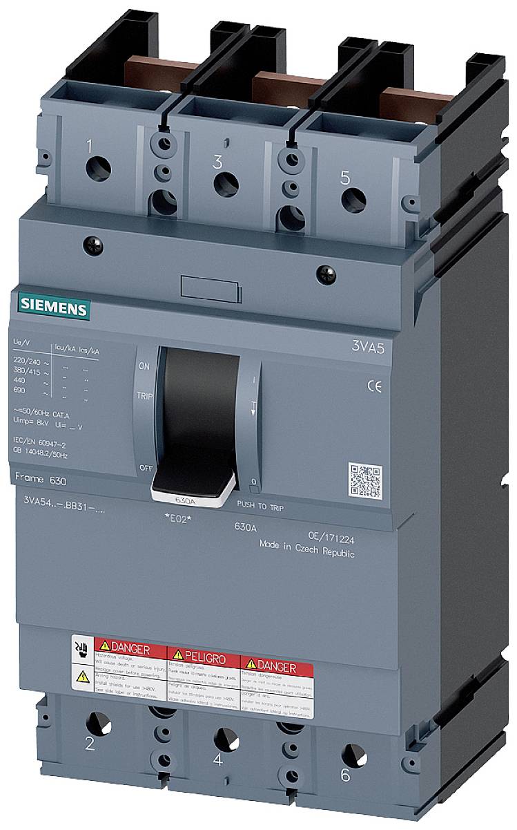 Siemens 3VA5460-1BB31-0AA0 Leistungsschalter 1 St. Schaltspannung (max.): 600 V/AC, 500 V/DC (B x H x T) 138 x 248 x 110...