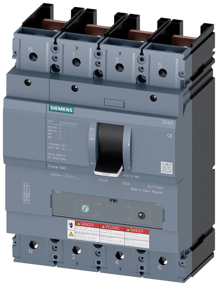 Siemens 3VA5460-5GF41-0AA0 Leistungsschalter 1 St. Einstellbereich (Strom): 420 - 600 A Schaltspannung (max.): 600 V DC/...