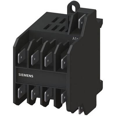 Ein schwarzer Siemens-Schütz zur Steuerung elektrischer Schaltungen. Sichtbar sind Anschlussklemmen und eine Aufschrift mit 'A1+'.