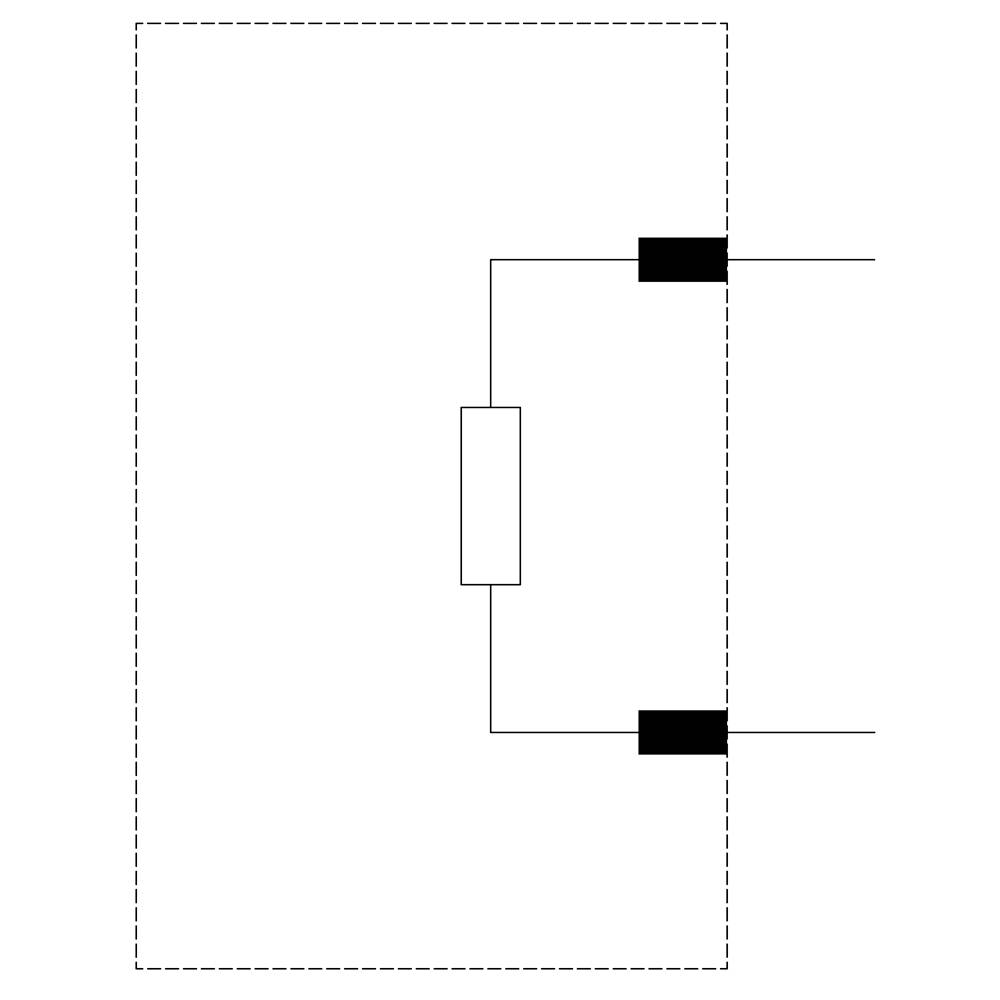 'Schaltplan: Batterie verbunden mit zwei parallelen, schwarzen Rechtecken über Leitungen. Rechtecke an beiden Enden angeschlossen.'