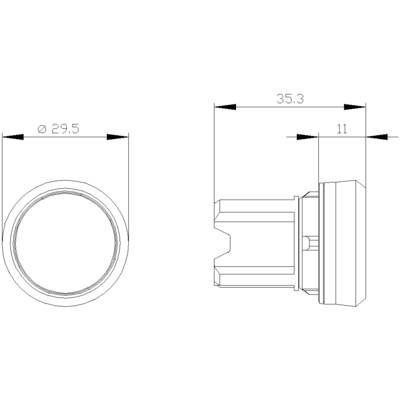 Technische Zeichnung eines zylindrischen Teils. Links Draufsicht mit Durchmesser 'Ø 29,5', rechts Seitenansicht mit Maßen '35,3' und '11'.