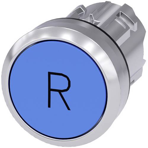 Thumbnail - Siemens 3SU10500AB500AR0 3SU1050-0AB50-0AR0 Drucktaster Frontring Metall, Hochglanz, rund Knopf Silber, Blau 1 St.