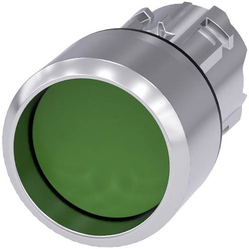 Thumbnail - Siemens 3SU10500CB400AA0 3SU1050-0CB40-0AA0 Drucktaster Frontring Metall, Hochglanz, rund Knopf Silber, Grün 1 St.