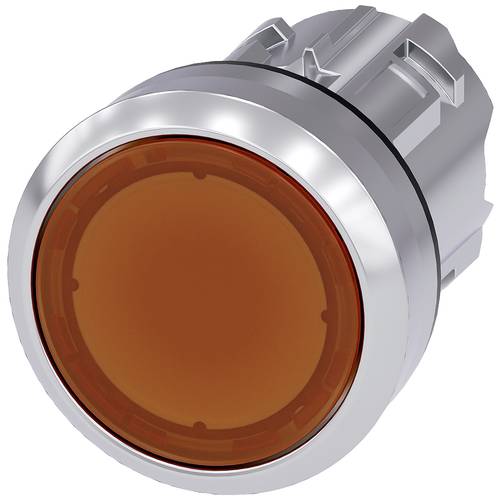 Thumbnail - Siemens 3SU10510AB000AA0 3SU1051-0AB00-0AA0 Leuchtdrucktaster Frontring Metall, Hochglanz, rund Knopf Silber, Amber 1 St...