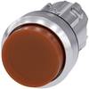 Siemens 3SU10510BB000AA0 3SU1051-0BB00-0AA0 Leuchtdrucktaster Frontring Metall, Hochglanz, rund Knopf Silber, Amber 1 St.