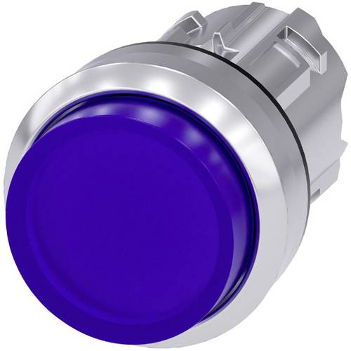 Thumbnail - Siemens 3SU10510BB500AA0 3SU1051-0BB50-0AA0 Leuchtdrucktaster Frontring Metall, Hochglanz, rund Knopf Silber, Blau 1 St.