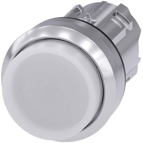Thumbnail - Siemens 3SU10510BB600AA0 3SU1051-0BB60-0AA0 Leuchtdrucktaster Frontring Metall, Hochglanz, rund Knopf Silber, Weiß 1 St.