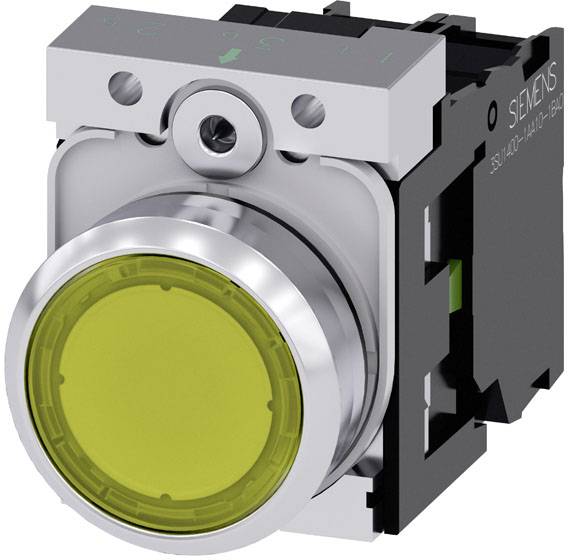 SIEMENS Komplettgerät 3SU1152-0AB30-1BA0 Leuchtdrucktaster gelb Chromring Schlie
