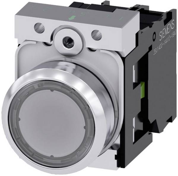 Siemens 3SU11520AB701BA0 3SU1152-0AB70-1BA0 Leuchtdrucktaster Frontring Metall, Hochglanz Knopf Silber, Klar 1 St.