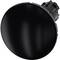 Schwarzer runder Schalterknopf mit glatter Oberfläche, benutzt zur Steuerung oder Bedienung eines Geräts.