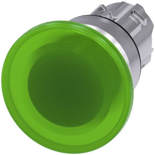 Siemens 3SU10511BD400AA0 3SU1051-1BD40-0AA0 Pilzdrucktaster Frontring Metall, Hochglanz Knopf Silber, Grün 1 St.