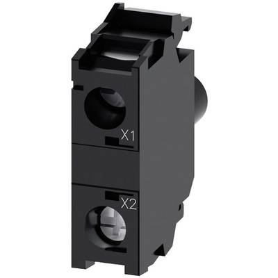 Ein schwarzes Elektronikbauteil mit zwei Anschlüssen, beschriftet mit 'X1' und 'X2', zeigt eine rechteckige, kompakte Bauform.