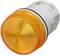 Orangefarbene Signalleuchte, zylindrische Form, Kunststoffgehäuse. Verwendet zur visuellen Anzeige von Warnsignalen oder Zuständen.