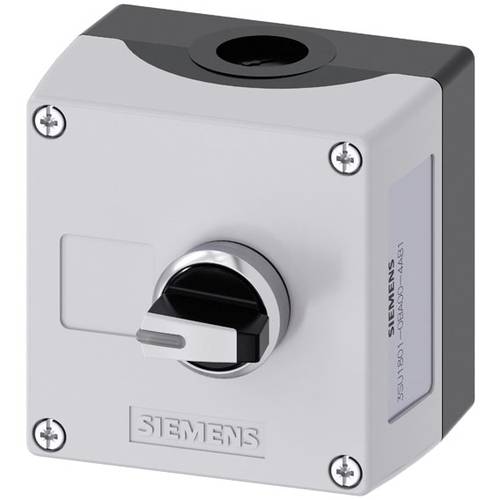 Siemens 3SU18010BA004AB1 3SU1801-0BA00-4AB1 Gehäuse für Bodenbefestigung, Frontring Metall, mit Schild Knebel Schwarz, S...