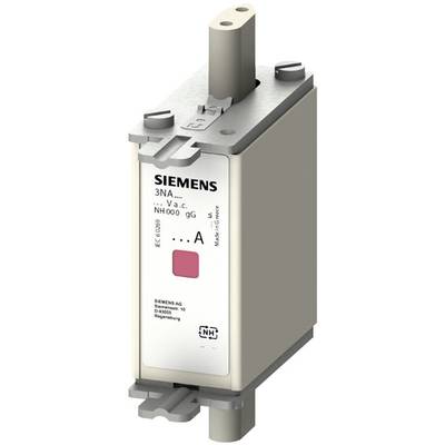 'Sicherung der Firma Siemens, Modell NH 000 gG, mit Angaben zur Spannung, Stromstärke, Hersteller und Normen auf dem Gehäuse.'
