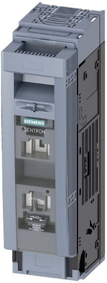'SENTRON'-Leistungsschalter von Siemens, grau-schwarzes Gehäuse, vertikale Anordnung. Für elektrische Überlast- und Kurzschlussschutz.
