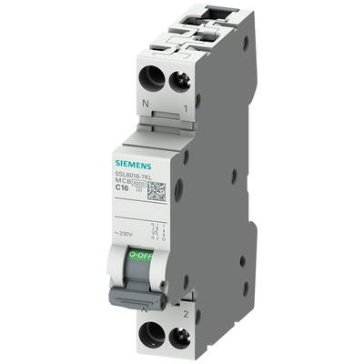 Ein grauer Siemens-Leitungsschutzschalter mit Aufschrift 'C16'. Schalter steht auf 'OFF'. Geeignet für Strom bis 230V.