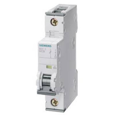 Abgebildet ist ein weißer Siemens-Schutzschalter (Bx1 MCB) mit Hebel an der Frontansicht.