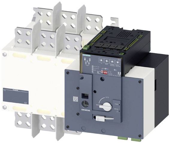 Ein elektrischer Leistungsschalter von Siemens mit mehreren Anschlüssen und Kontrollanzeigen zur Steuerung und Schutz elektrischer Systeme.
