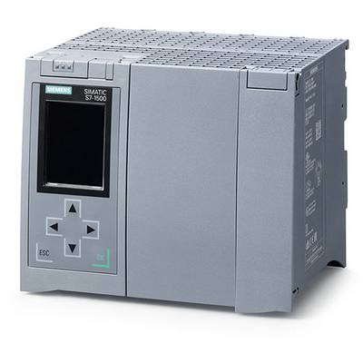 Ein Siemens SIMATIC S7-1500 Steuergerät. Es zeigt ein graues, quadratisches Gehäuse mit Display und Steuertasten links.
