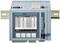 Industrie-Steuerungsmodul mit Textanzeige 'I/O Module 1 DT-8100'. Zeigt Eingänge IN D00 bis IN D13 und Verbindungssymbole.