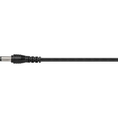 Schwarzer Koaxialstecker mit metallischer Spitze, geeignet für elektrische Verbindungen.