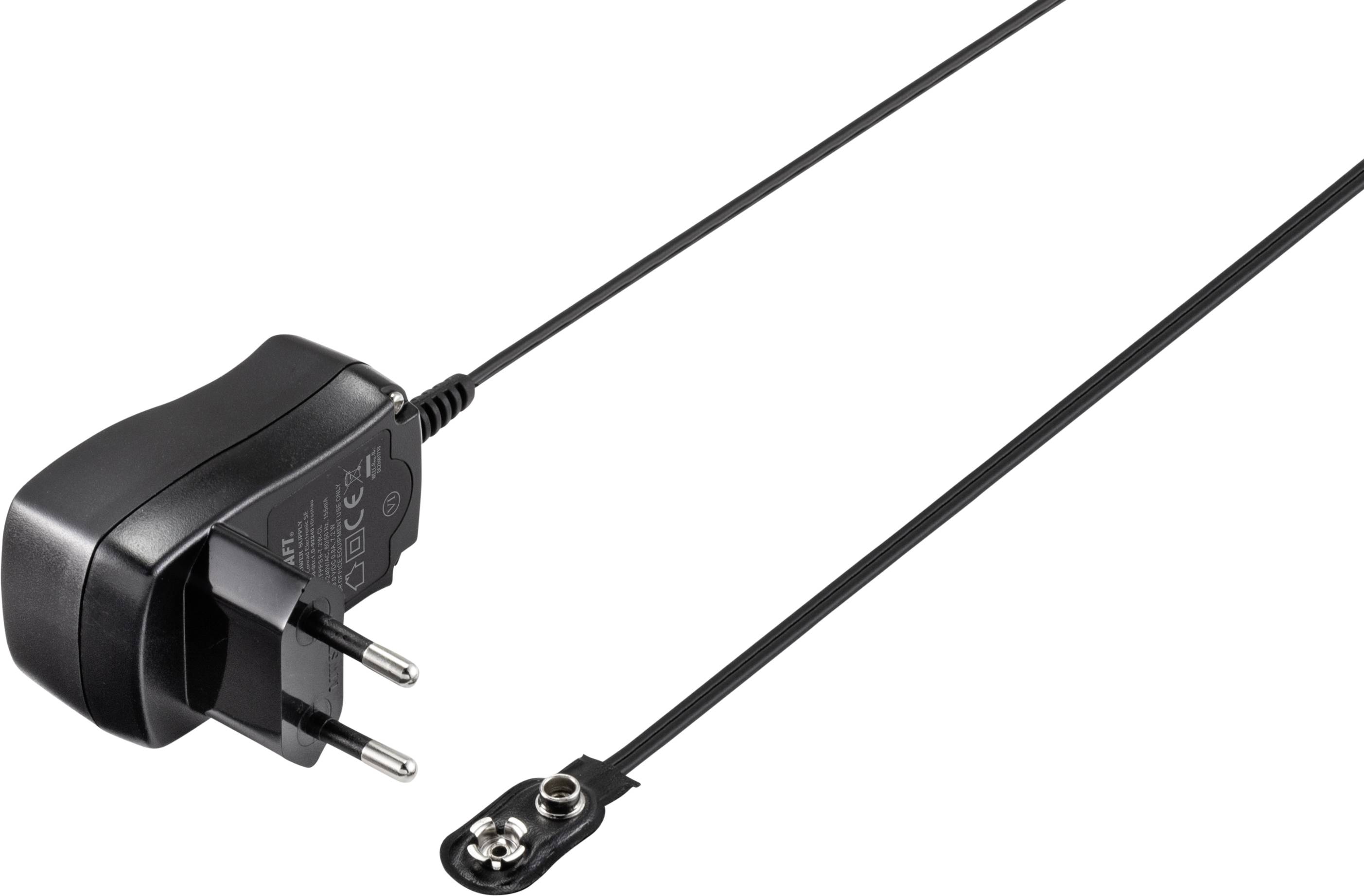 Steckernetzteil 9V mit Batterieclip