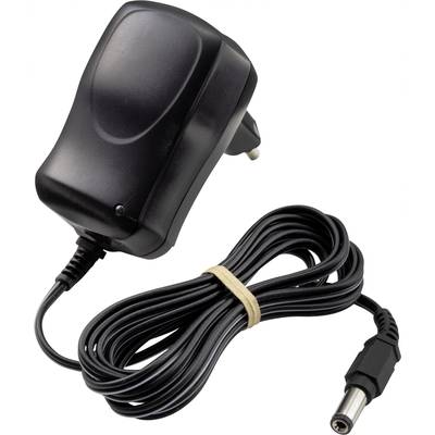 Schwarzes Netzteil mit Kabel und Stecker. Ideal für elektronische Geräte.