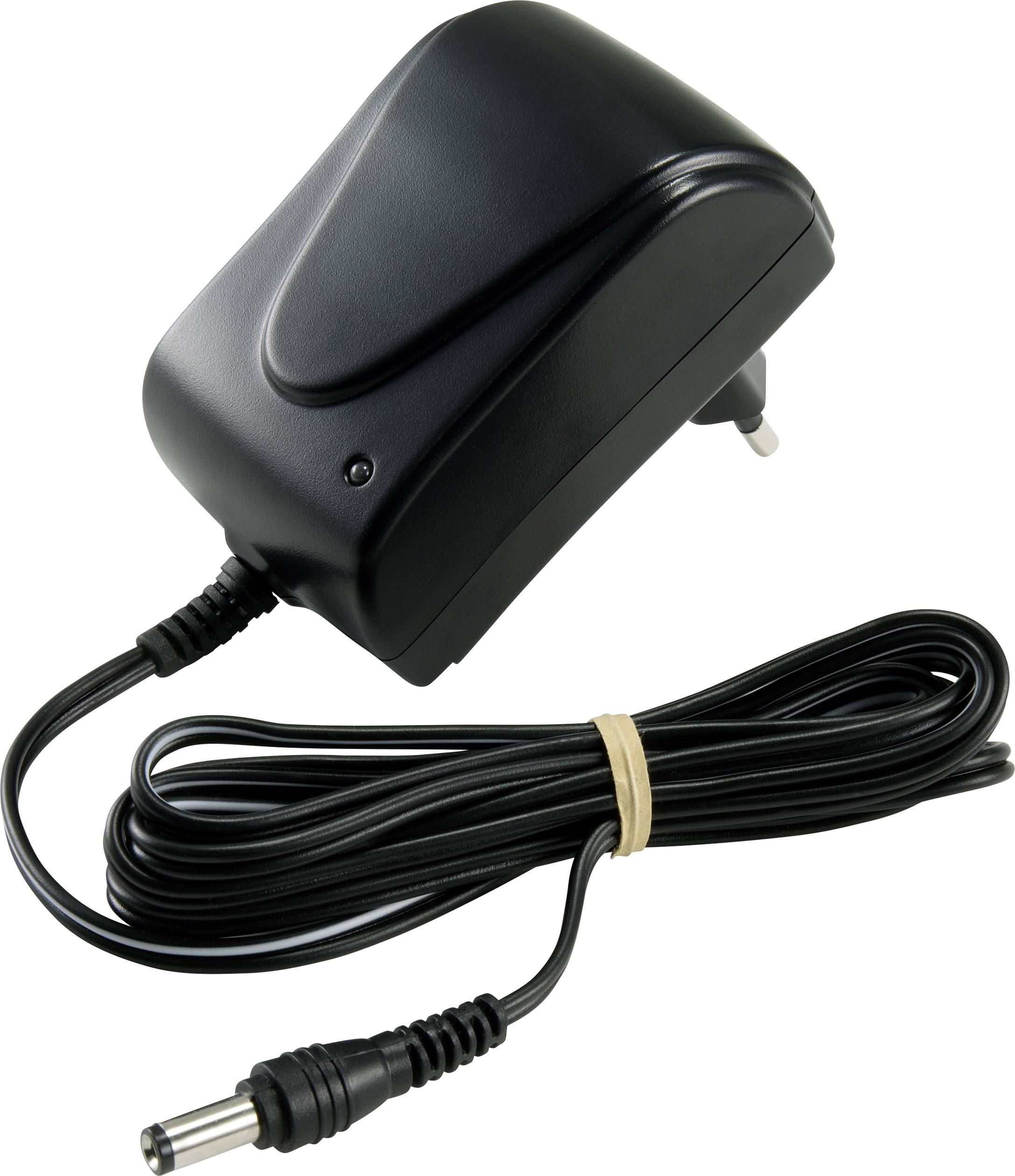 Schwarzes Netzteil mit langem Kabel und Stecker, geeignet für elektronische Geräte.
