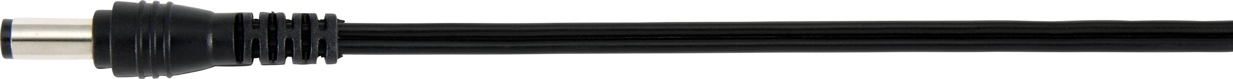 Schwarzes Audiokabel mit Metallstecker auf der linken Seite.