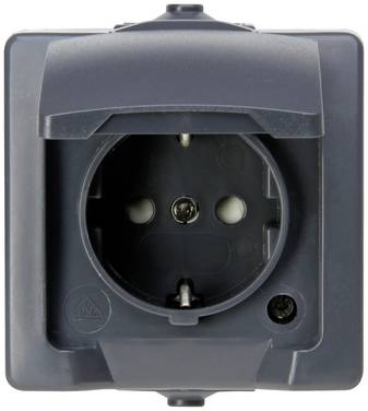 Kopp 107815006  Feuchtraum-Schalterprogramm  Steckdose mit Klappdeckel Nautic Anthrazit 1 St.