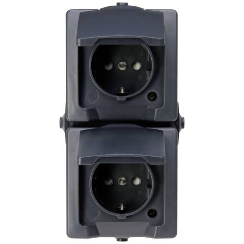 Kopp 136915009 Feuchtraum-Schalterprogramm Steckdose mit Klappdeckel Nautic Anthrazit 1 St.