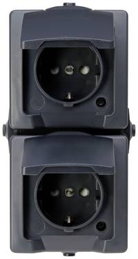 Kopp 136915009  Feuchtraum-Schalterprogramm  Steckdose mit Klappdeckel Nautic Anthrazit 1 St.