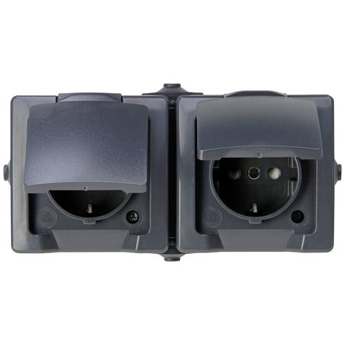 Kopp 137015003 Feuchtraum-Schalterprogramm Steckdose mit Klappdeckel Nautic Anthrazit 1 St.