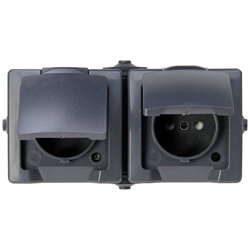 Kopp 137115006 Feuchtraum-Schalterprogramm Steckdose mit Klappdeckel Nautic Anthrazit 1 St.