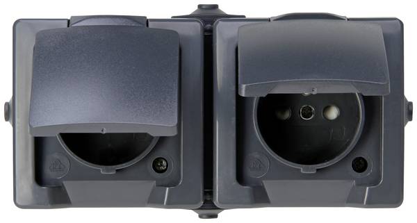 Kopp 137115006 Feuchtraum-Schalterprogramm Steckdose mit Klappdeckel Nautic Anthrazit 1 St.