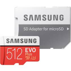Pamäťová karta micro SDXC, 512 GB, Samsung EVO Plus, Class 10, UHS-I, UHS-Class 3, vr. SD adaptéru