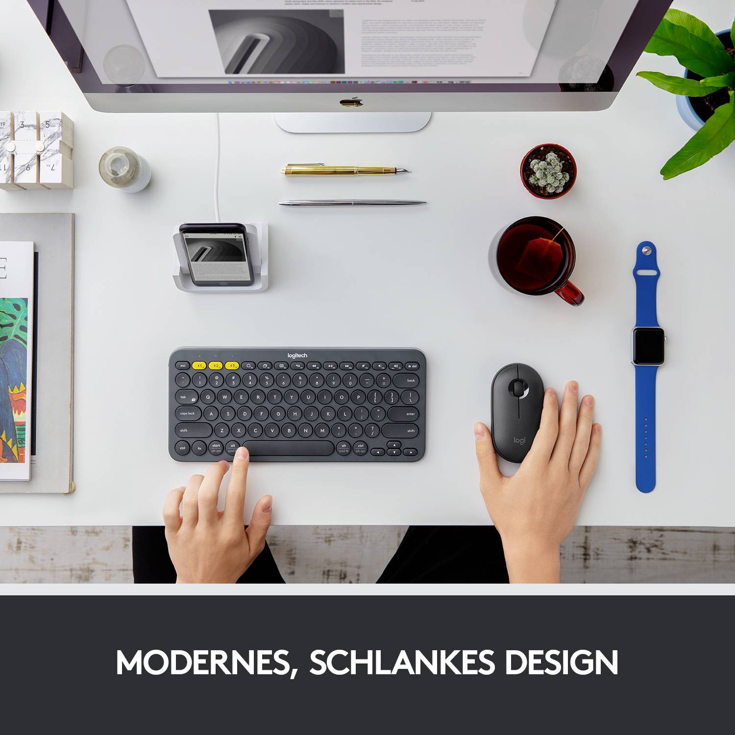 Logitech Pebble M350 Maus Bluetooth®, Funk Optisch Schwarz 3 Tasten 1000 dpi Geräuscharme Tasten-3