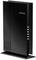 Schwarzer Netgear-WLAN-Router stehend, mit mehreren Leuchtanzeigen an der Seite.
