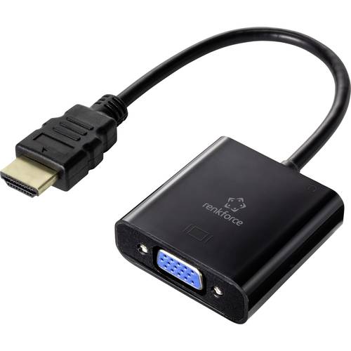 Renkforce HDMI / VGA Adapterkabel HDMI-A Stecker, VGA 15pol. Buchse 0.15 m Schwarz RF-4531578 doppelt geschirmt HDMI-Kab...