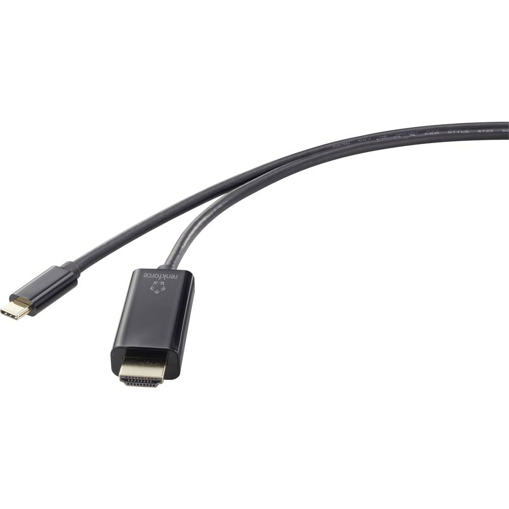 Renkforce USB Aansluitkabel 3.00 m RF-4531594 Zwart [1x USB-C stekker 1x HDMI-stekker]