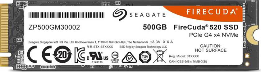 Seagate FireCuda® 500 GB Interne M.2 PCIe NVMe SSD 2280 M.2 NVMe PCIe 4.0 x4 Retail ZP500GM3A002-0