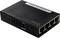 'Schwarzer Ethernet-Switch mit fünf RJ-45-Ports, LED-Anzeigen für Verbindung und Aktivität oben, geeignet für Netzwerkverbindungen.'