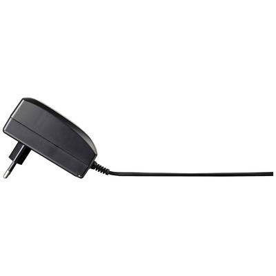 Ein schwarzes Ladegerät mit europäischem Stecker und einem langen Kabel.