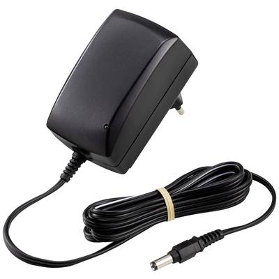 Schwarzes Ladegerät mit einem langen Kabel und einem Stecker für die Steckdose. Geeignet zum Aufladen von elektronischen Geräten.