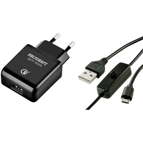 VOLTCRAFT QCP-3000 USM USB Ladegerät Passend für (Entwicklungskits): Raspberry Pi® Ausgangsstrom (max.) 3000 mA 1 x USB ...
